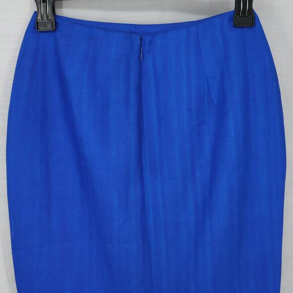 Eleanor P Brenner Skirt Womens 2 Blue Silk Back Zip Lined Career Vintage - Picture 7 of 10